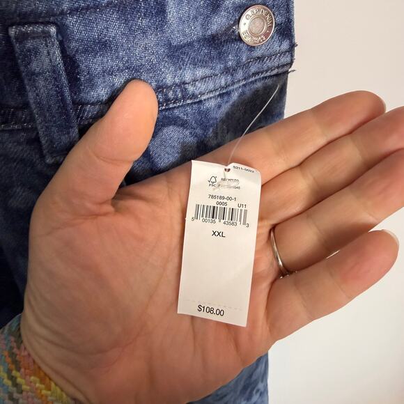 Gap Ultrasoft Denim Horseshoe overalls floral print size XXL NWT - Picture 5 of 9